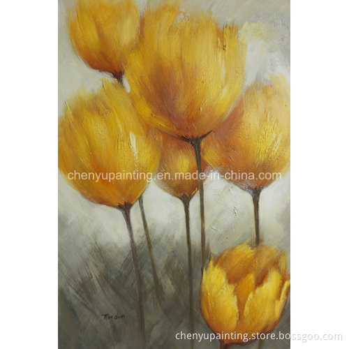 Td003b Yellow Tulip Oil Painting Hand Painted